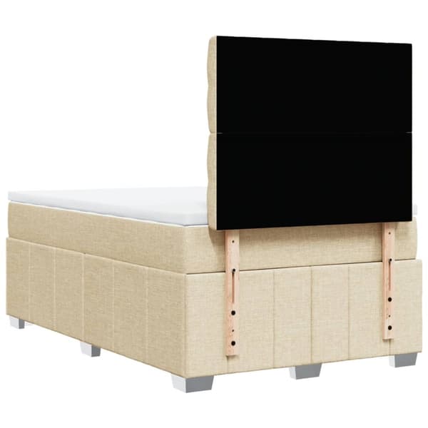 kontinentalseng med madras 120x190 cm stof cremefarvet
