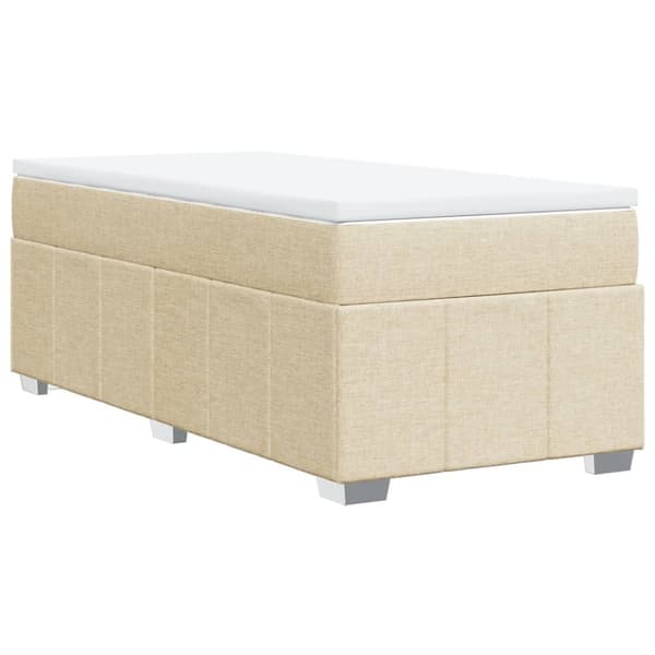kontinentalseng med madras 90x190 cm stof cremefarvet