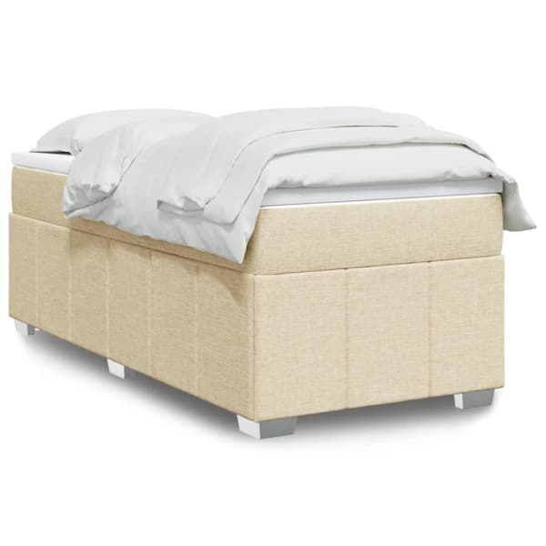 kontinentalseng med madras 90x190 cm stof cremefarvet