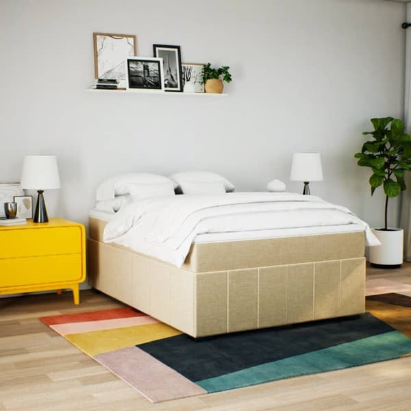 kontinentalseng med madras 140x200 cm stof cremefarvet