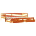 Miniatyrbillede 9 af 10: daybed med udtræk skuffer 90x200 cm massivt fyrretræ gyldenbrun