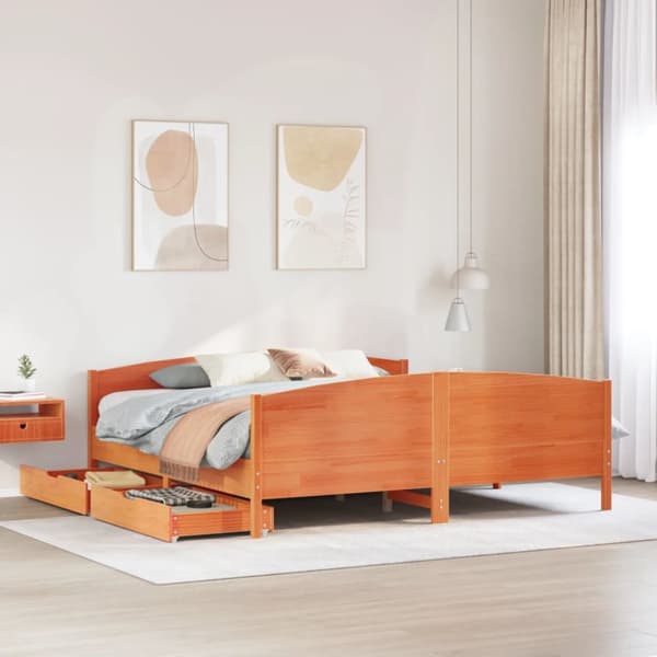 sengeramme uden madras 180x200 cm massivt fyrretræ gyldenbrun
