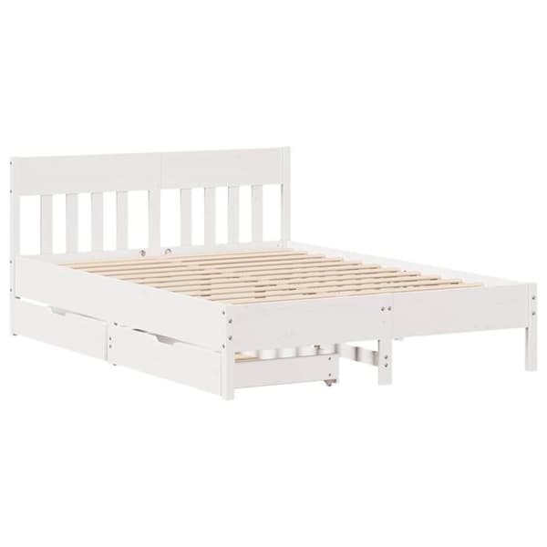 sengeramme uden madras 120x200 cm massivt fyrretræ hvid