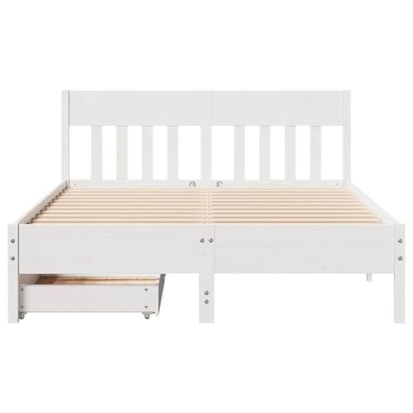 sengeramme uden madras 120x200 cm massivt fyrretræ hvid