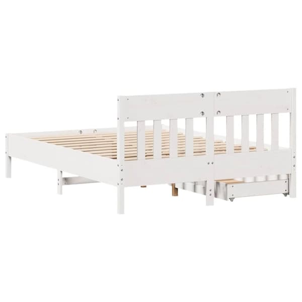 sengeramme uden madras 120x200 cm massivt fyrretræ hvid