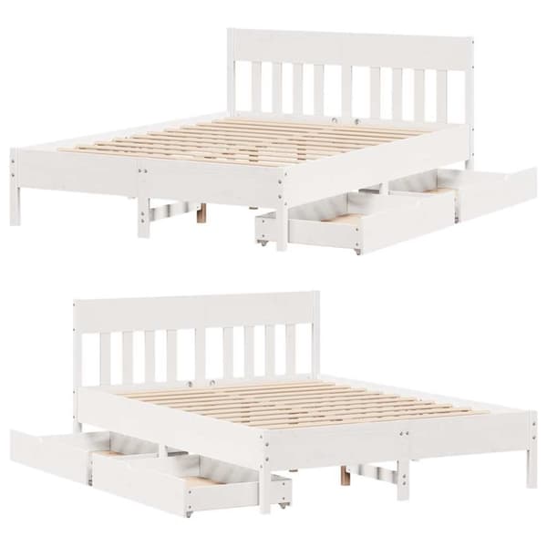 sengeramme uden madras 120x200 cm massivt fyrretræ hvid