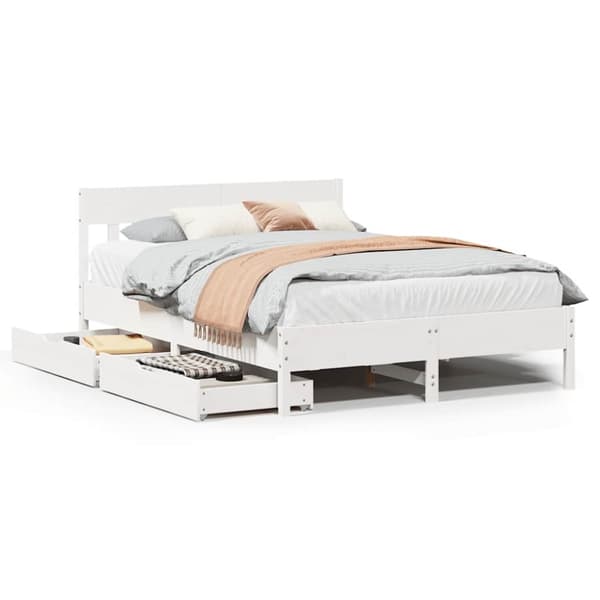 sengeramme uden madras 120x200 cm massivt fyrretræ hvid