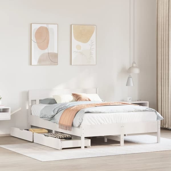 sengeramme uden madras 120x200 cm massivt fyrretræ hvid