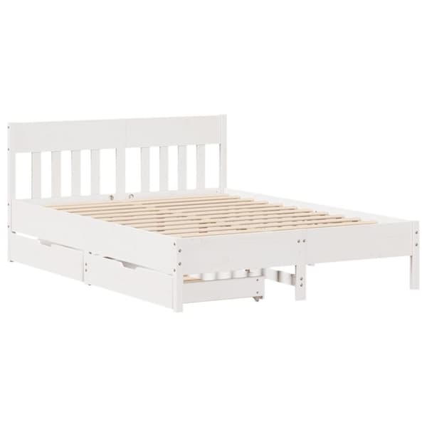 sengeramme uden madras 150x200 cm massivt fyrretræ hvid