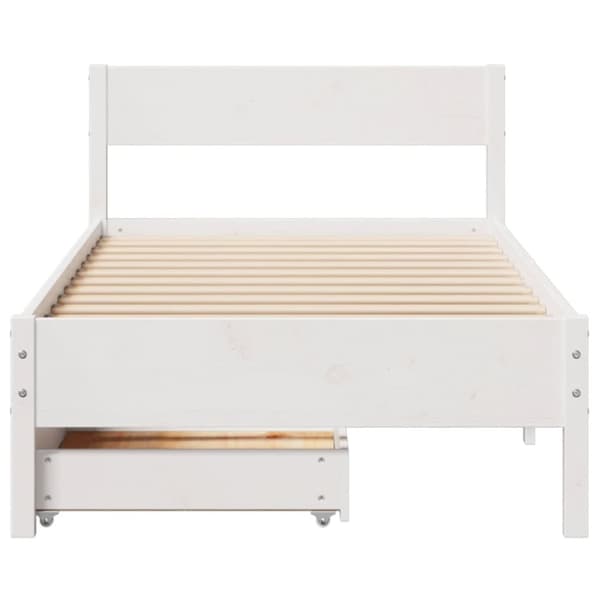 sengeramme uden madras 75x190 cm massivt fyrretræ hvid