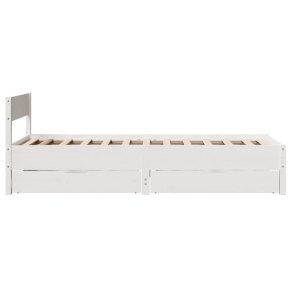 sengeramme uden madras 75x190 cm massivt fyrretræ hvid