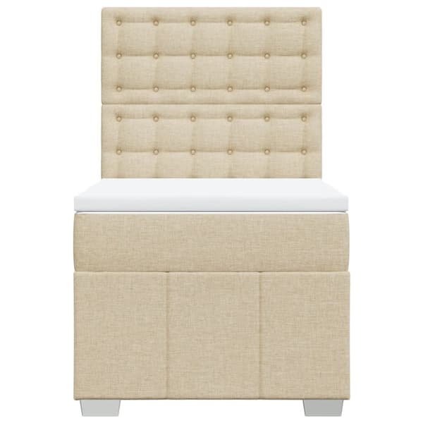 kontinentalseng med madras 90x190 cm stof cremefarvet