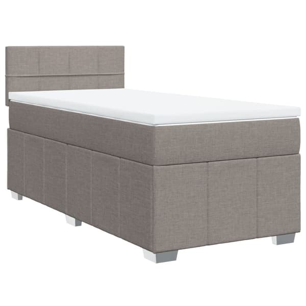 Ramsäng med madrass taupe 100x200 cm tyg