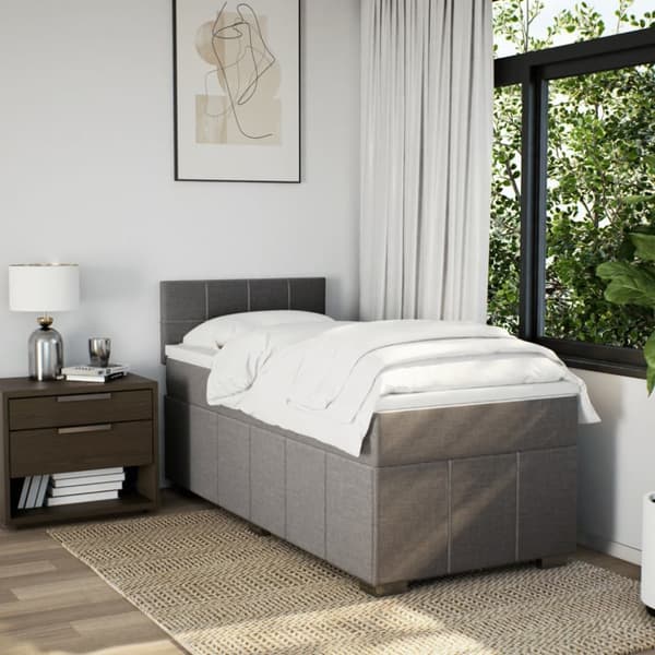 Ramsäng med madrass taupe 100x200 cm tyg