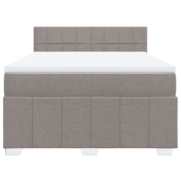 Ramsäng med madrass taupe 140x190 cm tyg