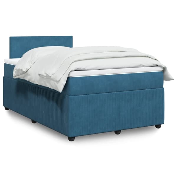 kontinentalseng med madras 120x190 cm velour blå