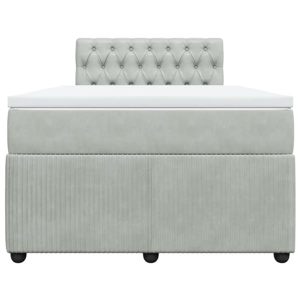 kontinentalseng med madras 120x190 cm velour lysegrå