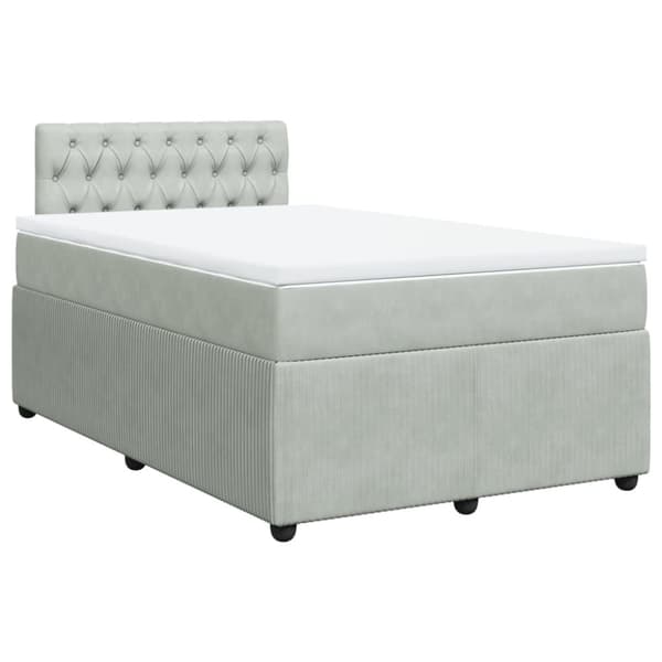 kontinentalseng med madras 120x190 cm velour lysegrå