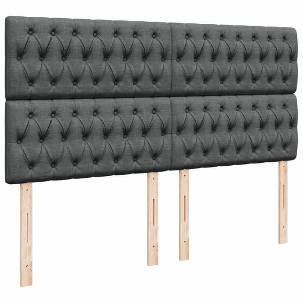 Ramsäng med madrass mörkgrå 200x200 cm tyg
