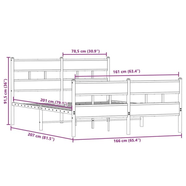 sengeramme uden madras 160x200 cm metal sonoma-eg