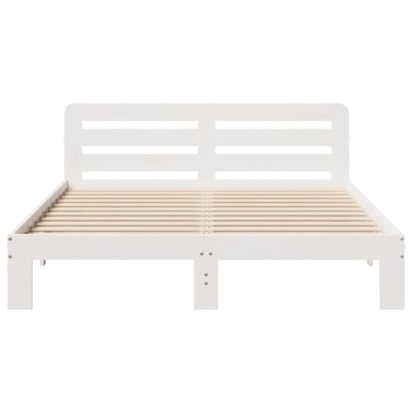 sengeramme uden madras 135x190 cm massivt fyrretræ hvid