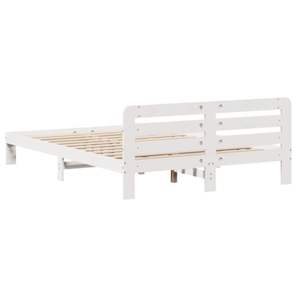 sengeramme uden madras 135x190 cm massivt fyrretræ hvid