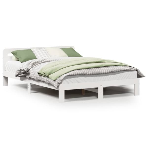 sengeramme uden madras 135x190 cm massivt fyrretræ hvid
