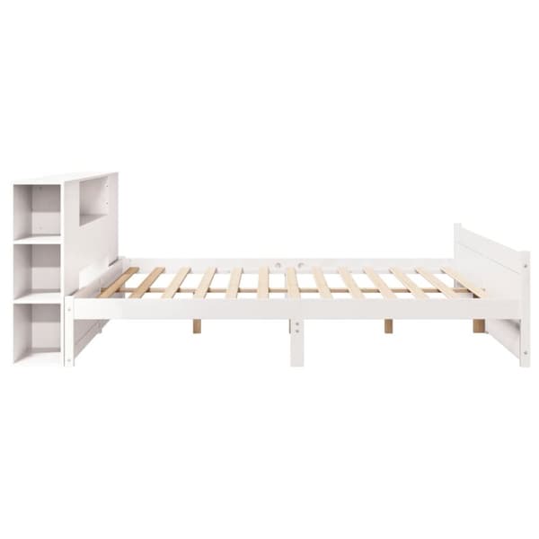 seng med reol uden madras 200x200 cm massivt fyrretræ hvid