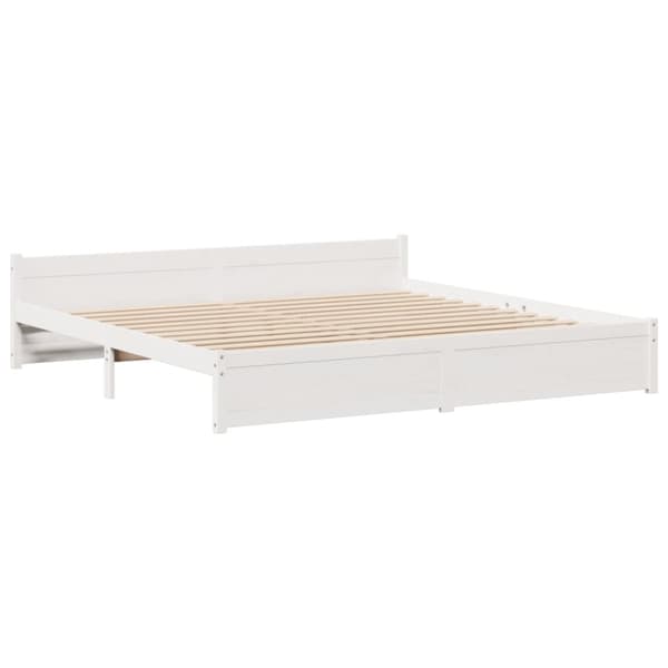 seng med reol uden madras 200x200 cm massivt fyrretræ hvid