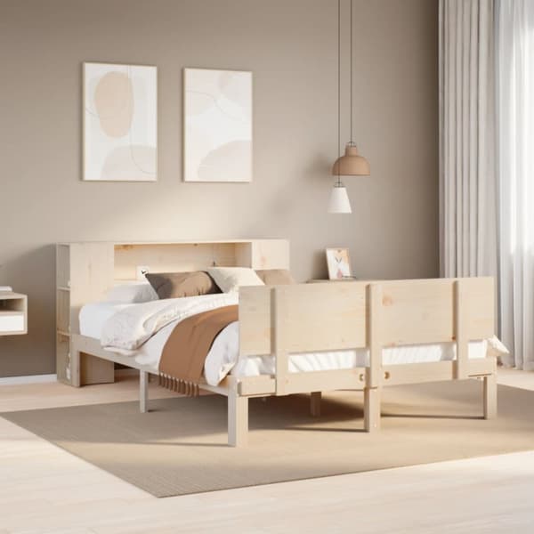 seng med reol uden madras 120x200 cm massivt fyrretræ