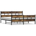 Miniatyrbillede 2 af 9: sengeramme uden madras 183x213 cm metal røget egetræsfarve