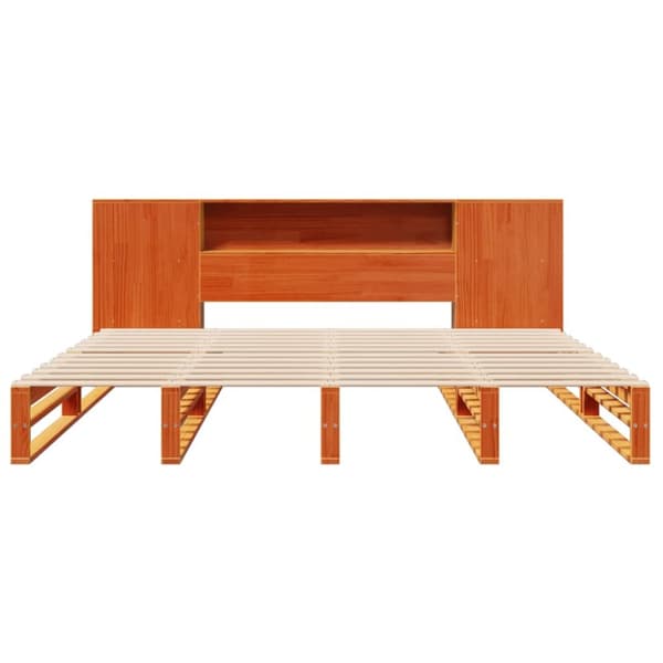seng med reol uden madras 200x200 cm massivt træ gyldenbrun