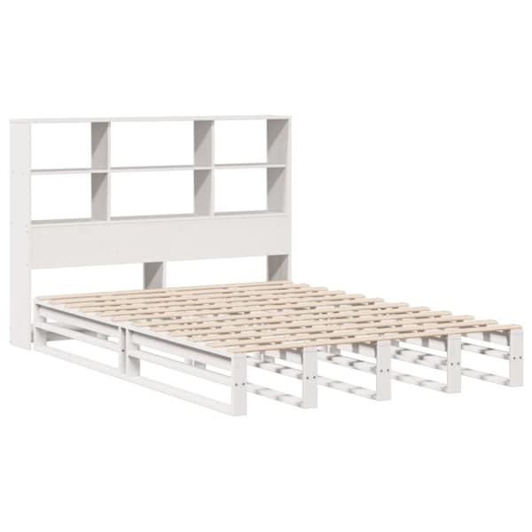 seng med reol uden madras 150x200 cm massivt træ hvid