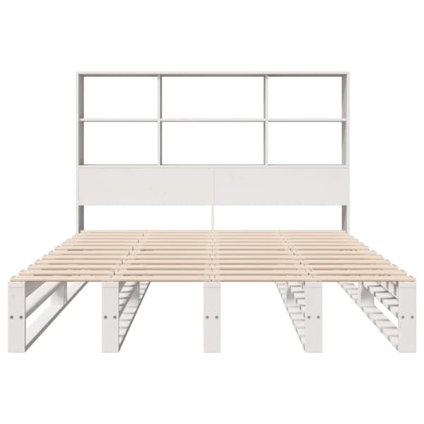 seng med reol uden madras 150x200 cm massivt træ hvid