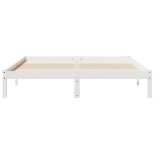 Sängram utan madrass extra lång vit 160x220 cm massiv furu