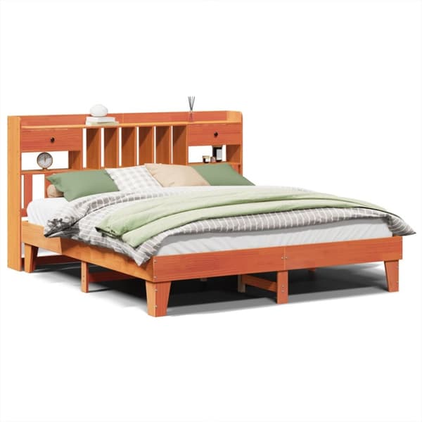 sengeramme uden madras 200x200 cm massivt fyrretræ gyldenbrun