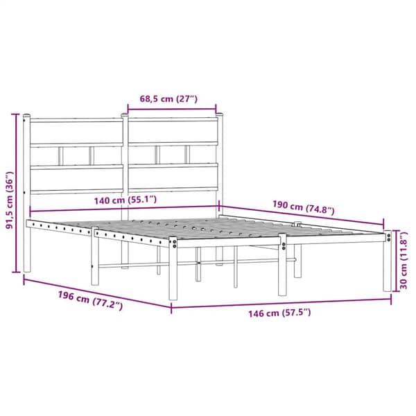 sengeramme uden madras 140x190 cm metal sonoma-eg