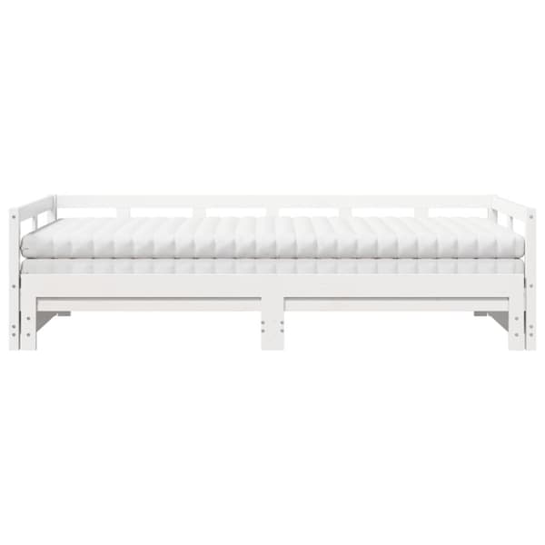 daybed med udtræk og madrasser 90x190 cm massivt fyrretræ hvid