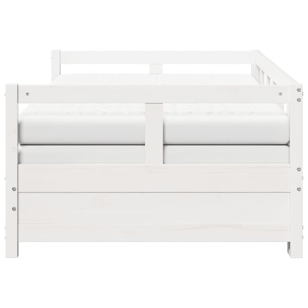 daybed med udtræk og madrasser 90x190 cm massivt fyrretræ hvid