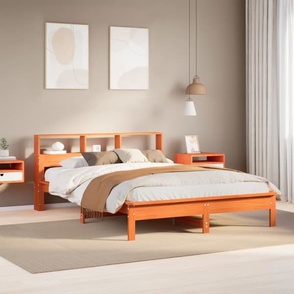 sengeramme uden madras 160x200 cm massivt fyrretræ gyldenbrun