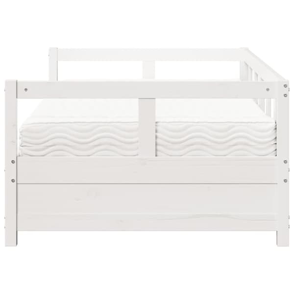 daybed med madras 90x200 cm massivt fyrretræ hvid
