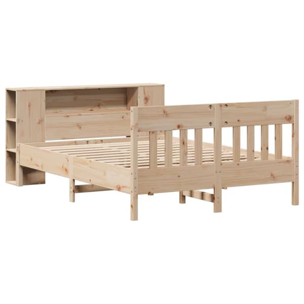 Säng med bokhylla utan madrass 150x200cm massiv furu