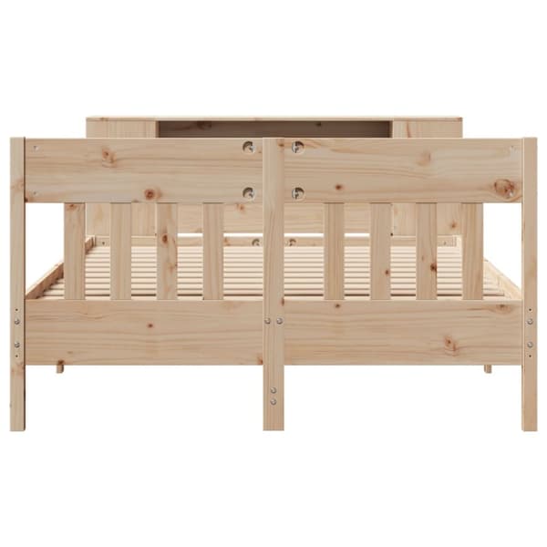 Säng med bokhylla utan madrass 150x200cm massiv furu