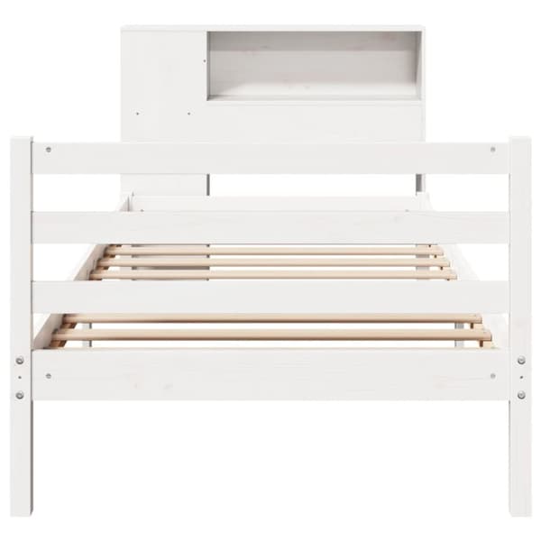 seng med reol uden madras 75x190 cm massivt fyrretræ hvid