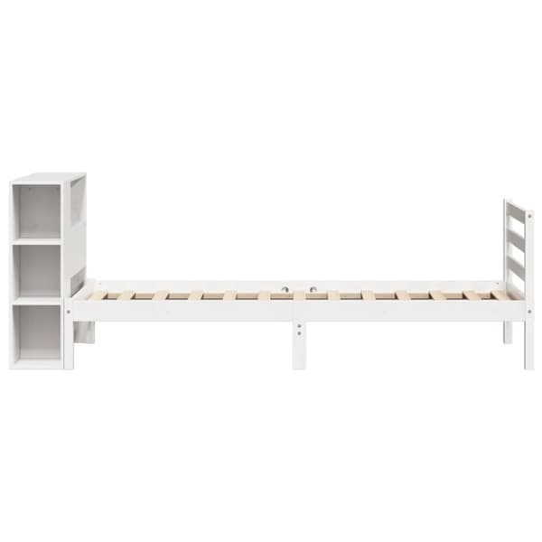 seng med reol uden madras 75x190 cm massivt fyrretræ hvid