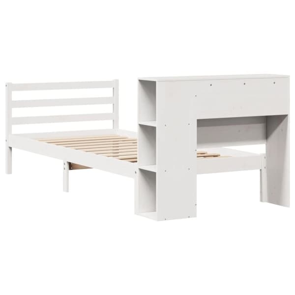 seng med reol uden madras 75x190 cm massivt fyrretræ hvid