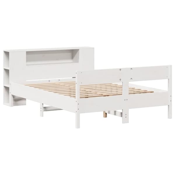 seng med reol uden madras 140x190 cm massivt fyrretræ hvid