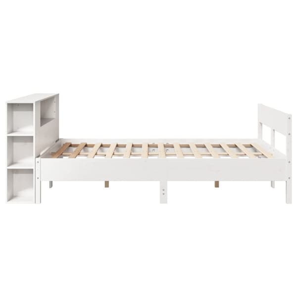 seng med reol uden madras 140x190 cm massivt fyrretræ hvid