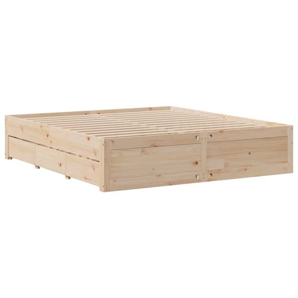 Sänky kirjahyllyllä ilman patjaa 200x200 cm täysi mänty