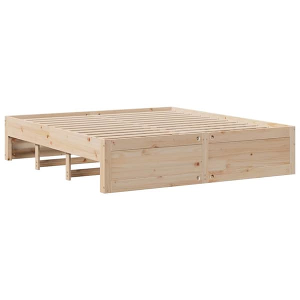 Sänky kirjahyllyllä ilman patjaa 200x200 cm täysi mänty